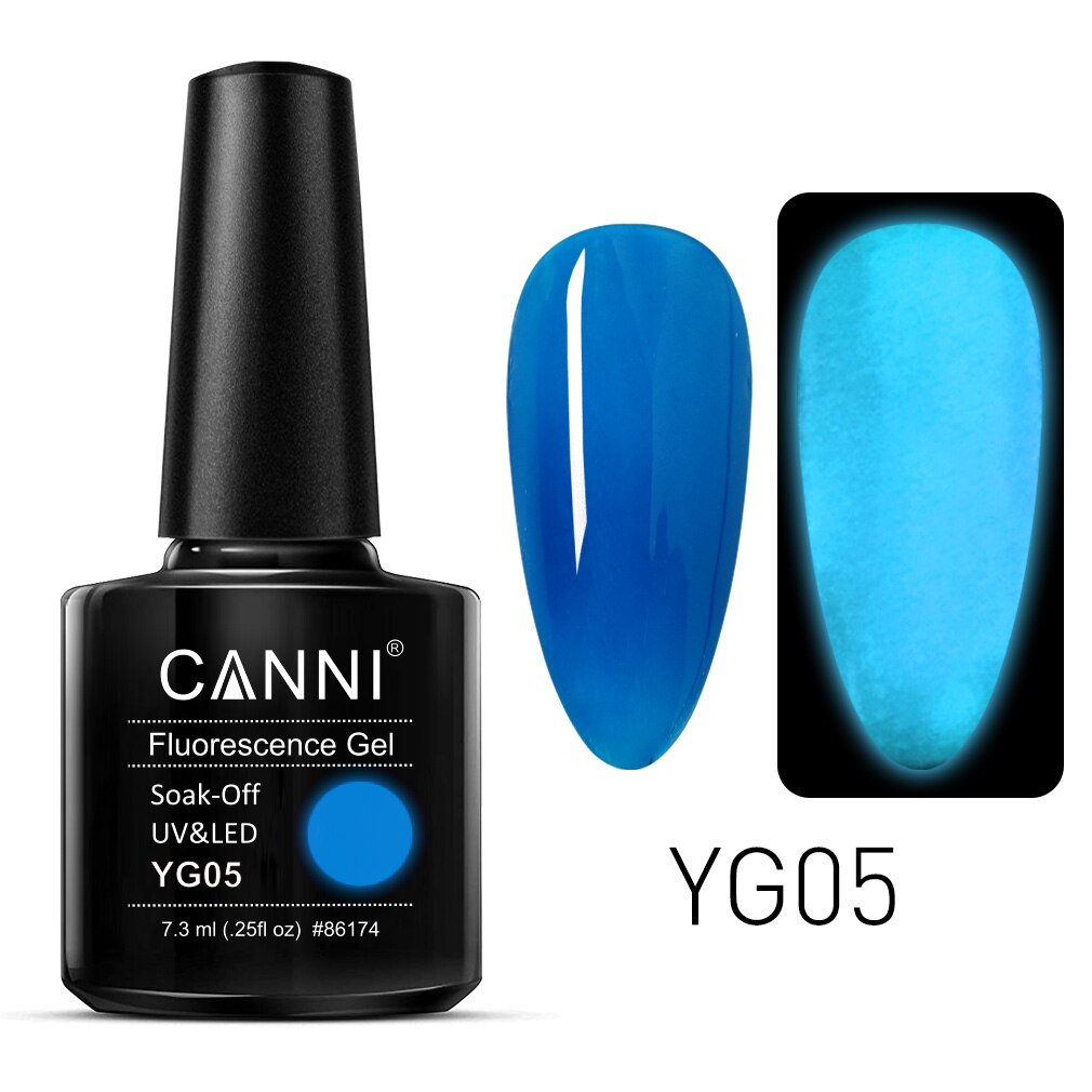CANNI 2023 New Arrival 7.3ml 6 Colors Fluorescence Gel Polish YG01-YG06 Luminous Neon Gel Long Lasting Soak-Off UV/LED Nail Arts