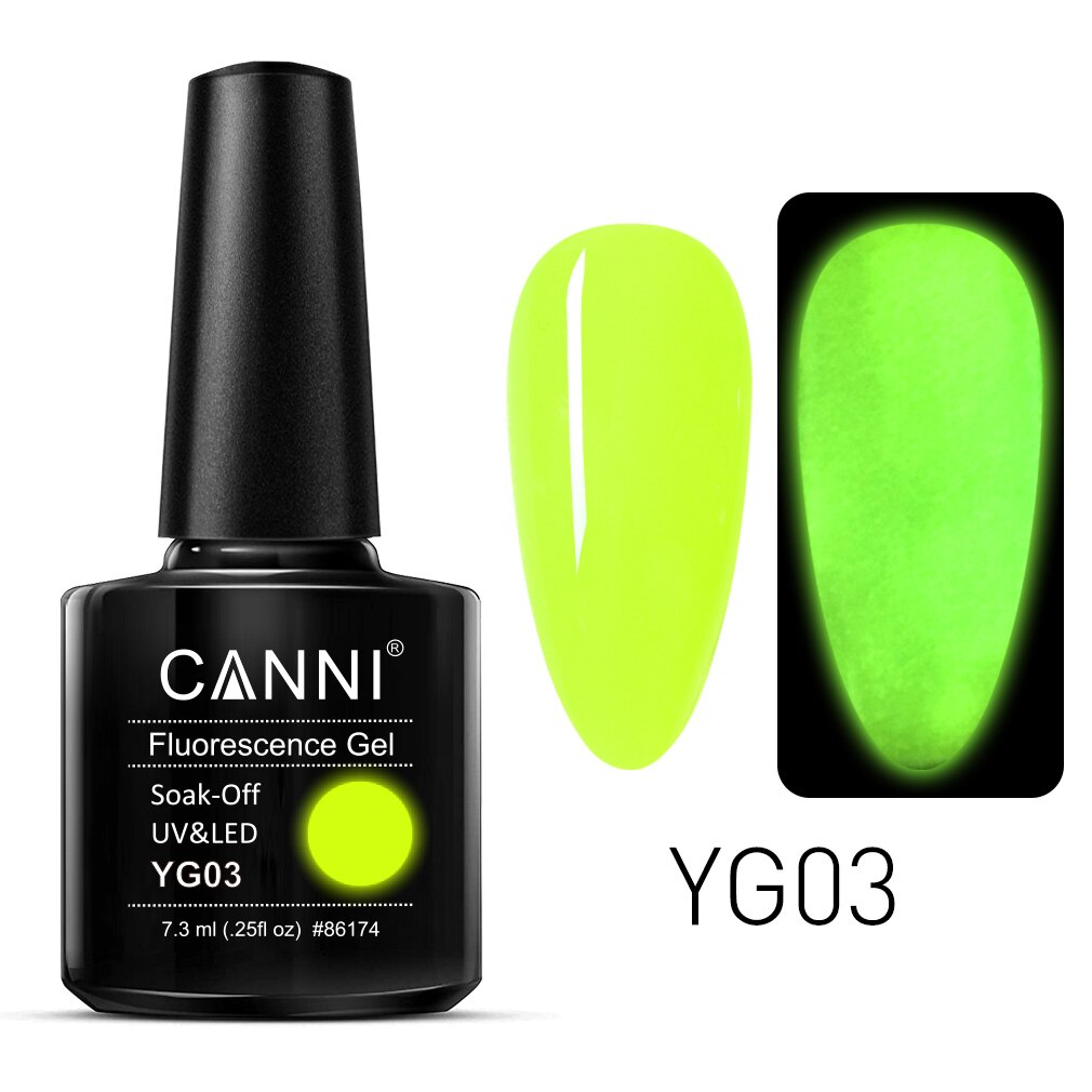 CANNI 2021 New Arrival 7.3ml 6 Colors Fluorescence Gel Polish YG01-YG06 Luminous Neon Gel Long Lasting Soak-Off UV/LED Nail Arts