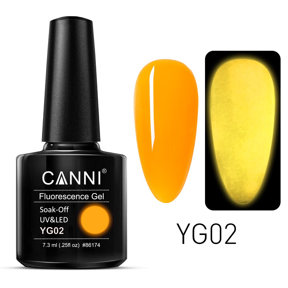 CANNI 2023 New Arrival 7.3ml 6 Colors Fluorescence Gel Polish YG01-YG06 Luminous Neon Gel Long Lasting Soak-Off UV/LED Nail Arts