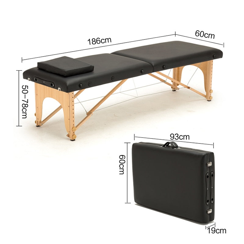 Lit de beauté pliant 180 cm longueur 60 cm largeur Tables  de Massage Spa portables professionnelles pliables avec sac  سرير تجميل قابل للطي بطول 180 سنتيمتر وعرض 60 سنتيمتر طاولات  تدليك سبا محمولة احترافية قابلة للطي مع حقيبة أثاث صالون خشبي