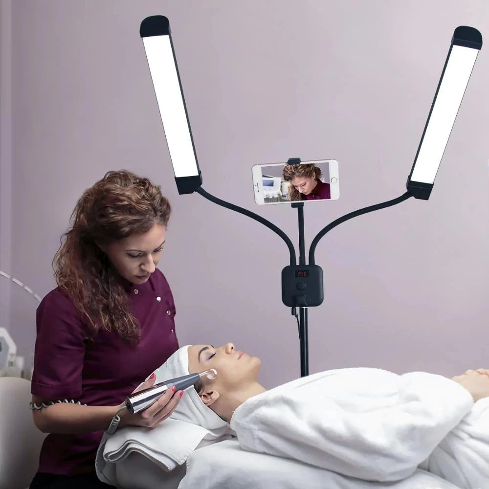 RING LGHIT PROFESSIONNELLE Double bras, avec trépied de 200cm de Long, Double bande LED