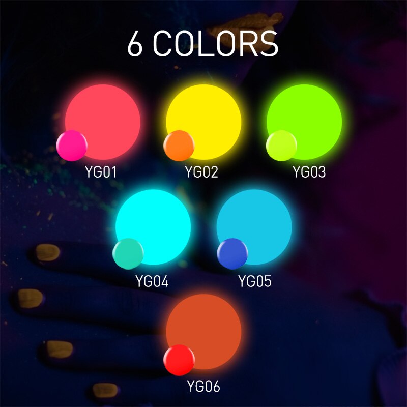 CANNI 2021 New Arrival 7.3ml 6 Colors Fluorescence Gel Polish YG01-YG06 Luminous Neon Gel Long Lasting Soak-Off UV/LED Nail Arts