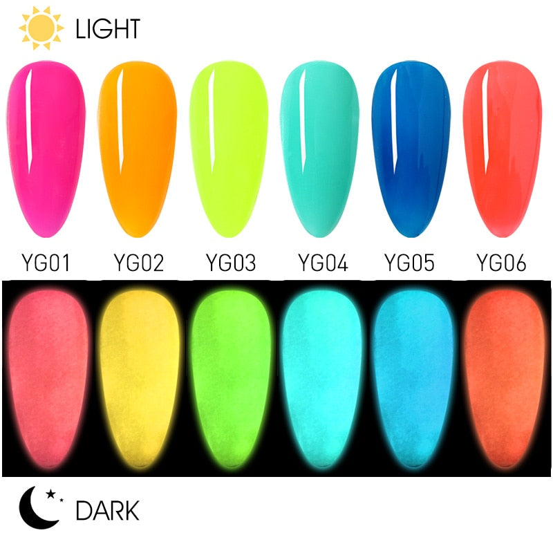 CANNI 2021 New Arrival 7.3ml 6 Colors Fluorescence Gel Polish YG01-YG06 Luminous Neon Gel Long Lasting Soak-Off UV/LED Nail Arts