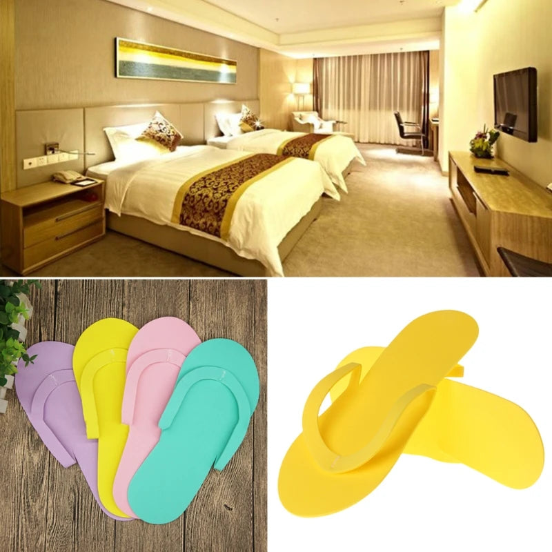 12Pair Indoor Disposable Slippers Pedicure Salon Hotel Usage Foam Flip Flops New