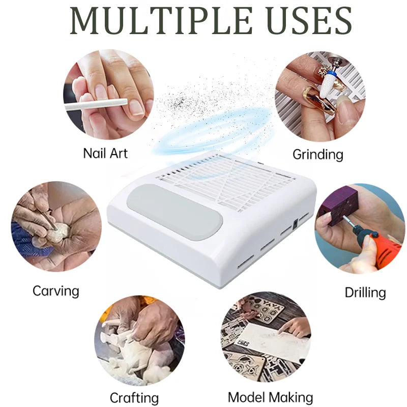 Aspirateur 80w Strong Power Nail Dust Collector Manicure Machine Tools Strong Power Nail Vacuum Cleaner With Remove Filter Nail Extractor Fan
