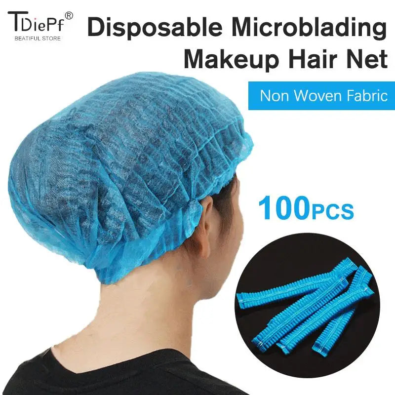 100pcs Disposable Tattooing Catering Hat Fabric Permanent Makeup Hair Net Caps Sterile Hat For Eyebrow Tattooing Catering Hats