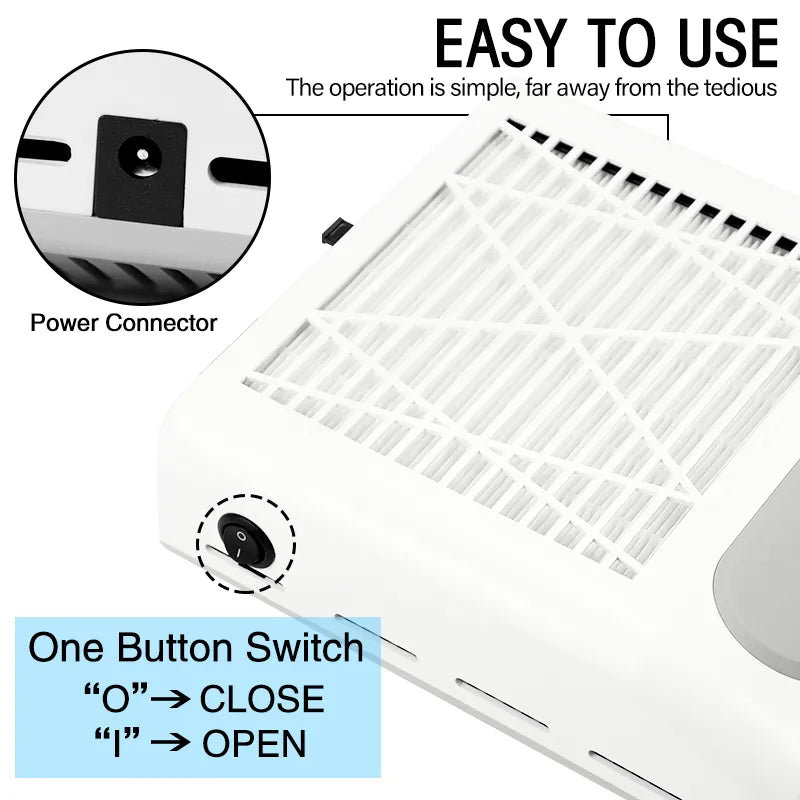 Aspirateur 80w Strong Power Nail Dust Collector Manicure Machine Tools Strong Power Nail Vacuum Cleaner With Remove Filter Nail Extractor Fan