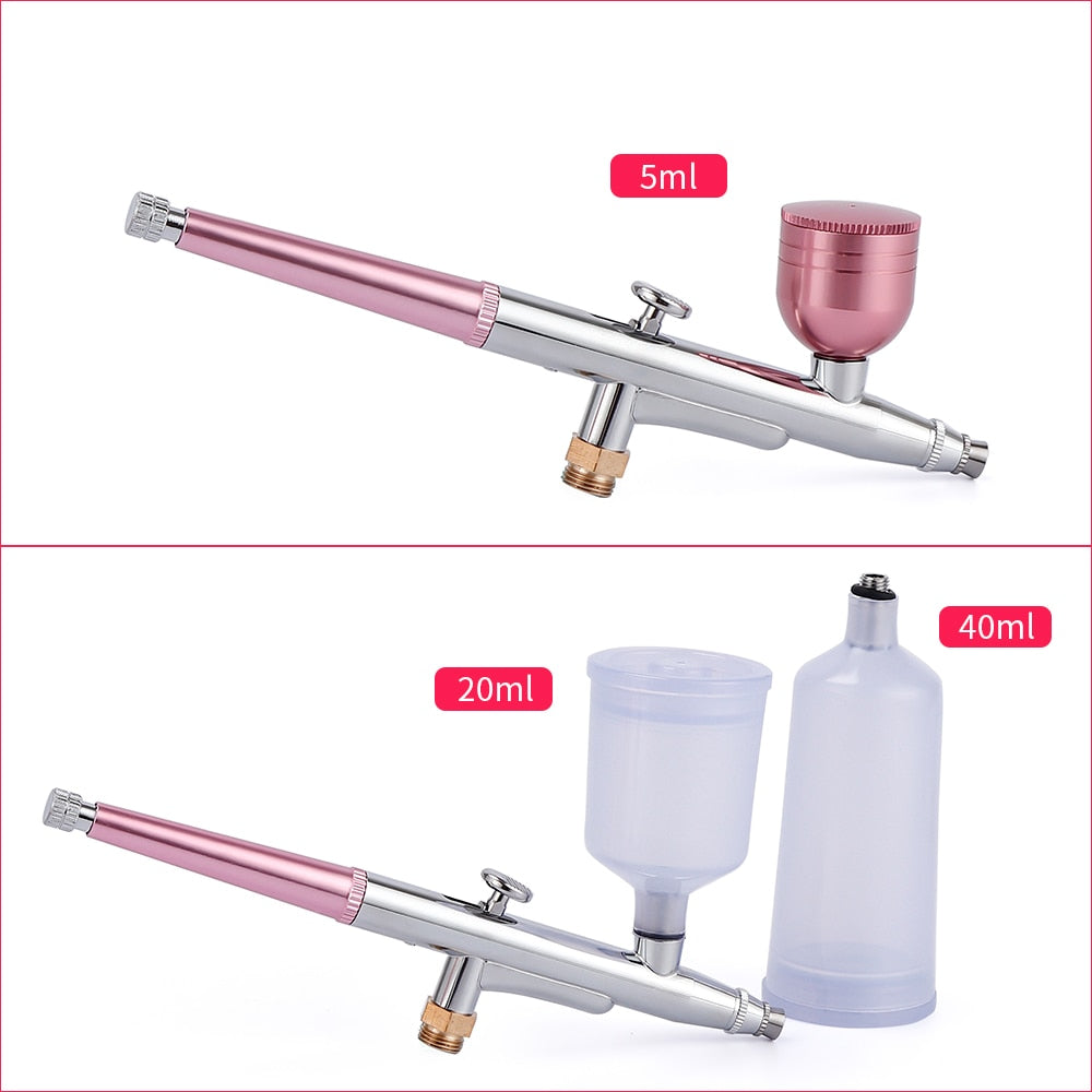 Kit de Mini compresseur d'air rose de 0.4mm,   pistolet de pulvérisation de peinture aérographe pour Nail Art