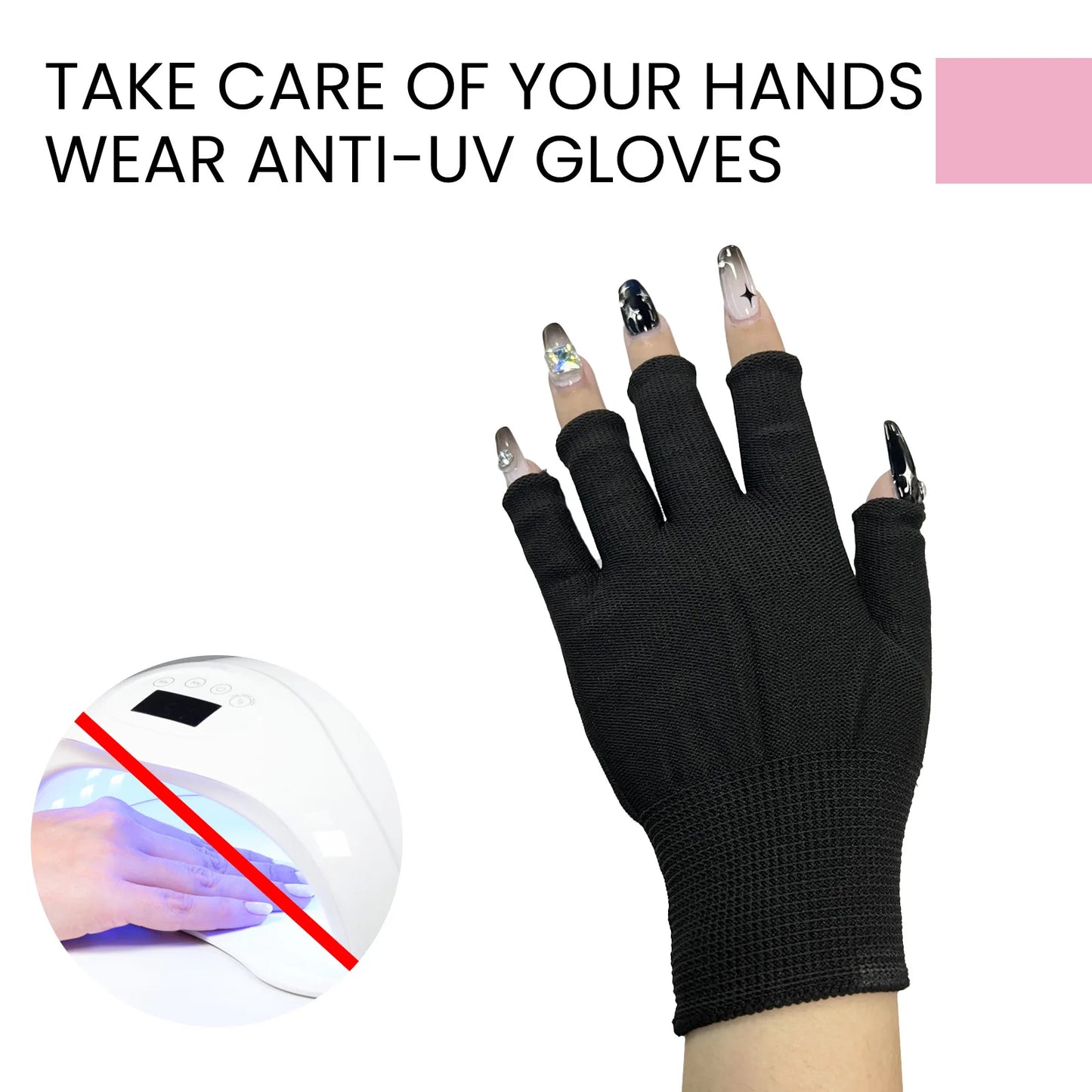 EELHOE Uv Nail Protection Glove Manicure Uv Rays Nails LED Lamp Anti-Radiation Gloves Nail Art Tools Guard Nail Beauty Tools