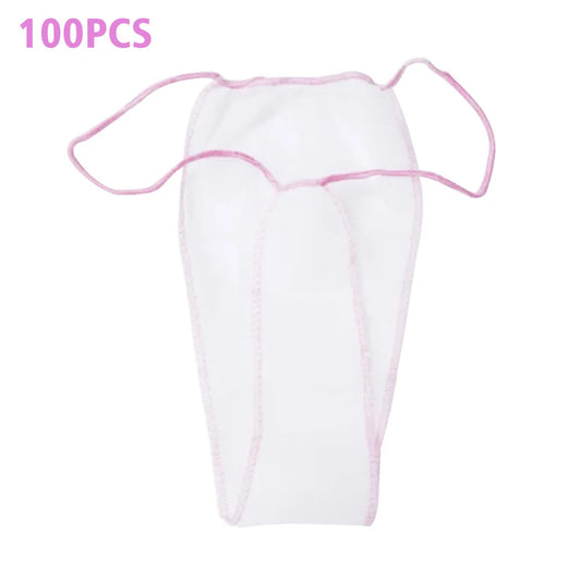 100pcs Soft Non Woven Fabrics For Women Spa Portable Disposable Panties T Thong Breathable With Elastic Waistband Underwear