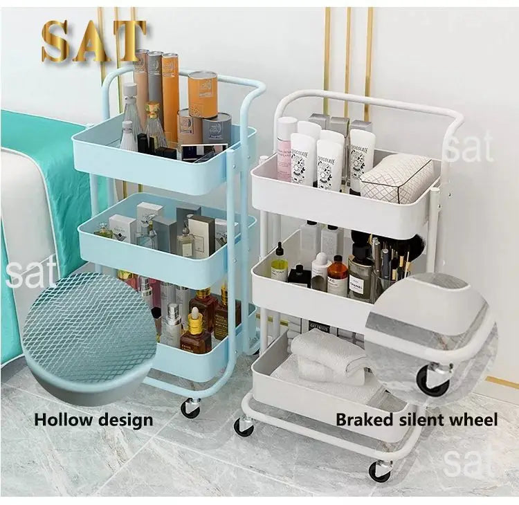Chariot en acier inoxydable, roues cosmétiques, outil de livres, auxiliaire de manucure, salon de beauté