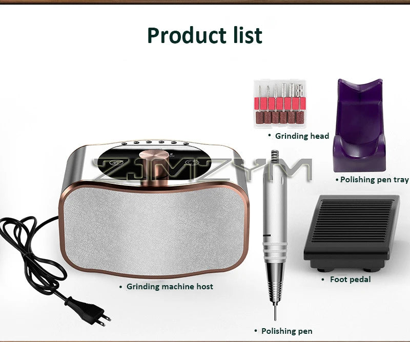 Ponceuse électrique professionnelle pour nail art, 35 000 tr/min, multifonctionnelle, pour le soin des ongles des doigts et des orteils, ensemble de mèches pour manucure