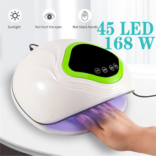 High Powerful 168W 45 UV LED Nail Lamp Beads Dryer Machine  Automatic Sensing with Fan Decorative Lights Dynamic Display Screen