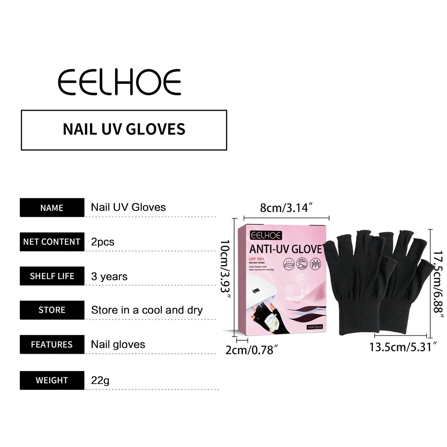 EELHOE Uv Nail Protection Glove Manicure Uv Rays Nails LED Lamp Anti-Radiation Gloves Nail Art Tools Guard Nail Beauty Tools