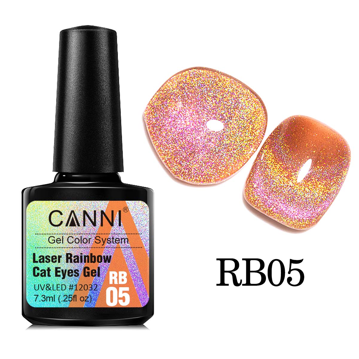 Canni Rainbow Cat Eye Nail Gel Polish 7.3ml Shining Color Semi Permanent Glitter Magic Effect Laser Nail Lacquer Rubber Basecoat