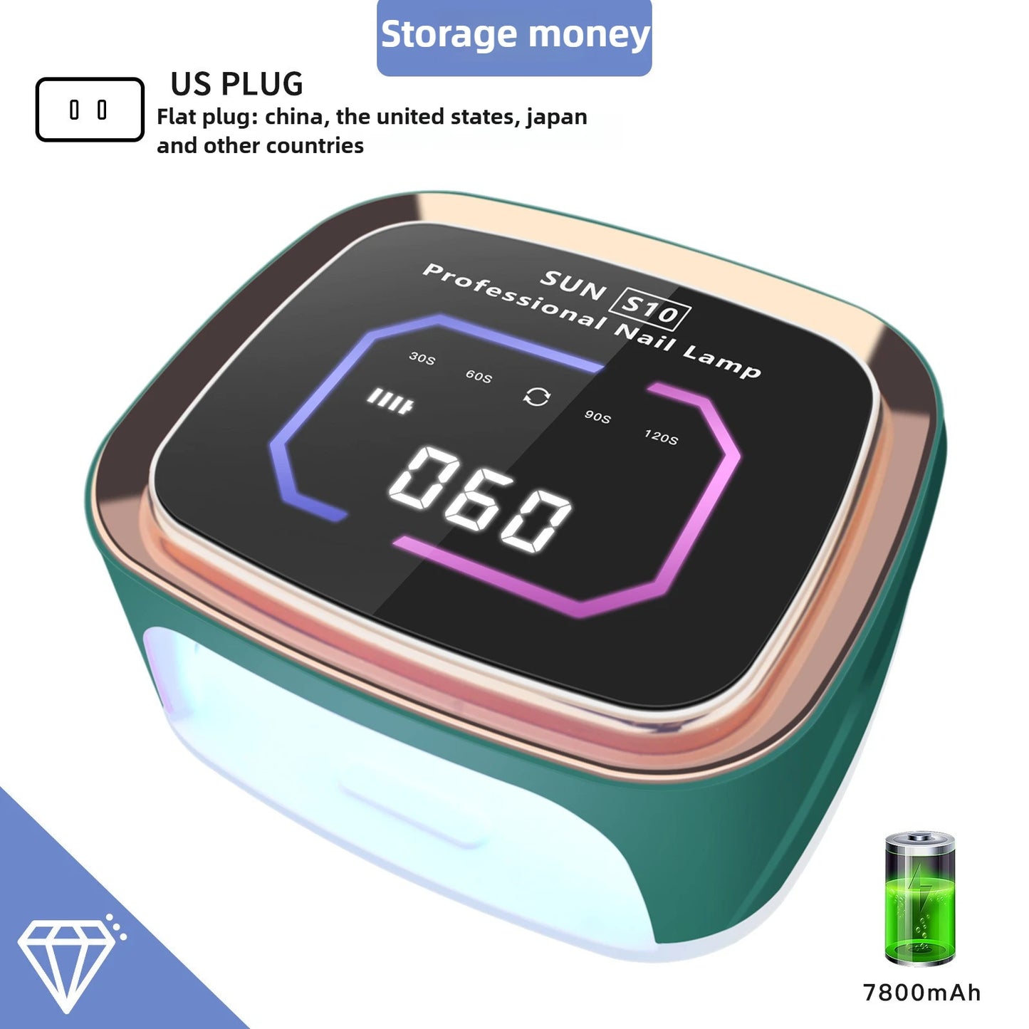 Professional Nail UV LED Lamp Dryer HD Display Smart Wireless Nail Drying Lamp for Fast Dry Curing All Polish Gel Plug-in Use