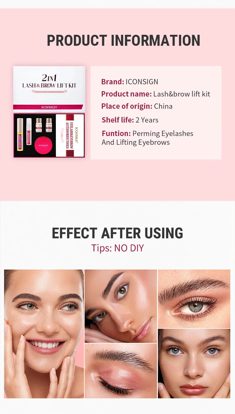 Kit professionnel 2 en 1 pour rehussement les cils et les sourcils, permanente rapide, tenue 6 à 8 semaines, mascara, rehussement de cils, lash lift, outil de maquillage