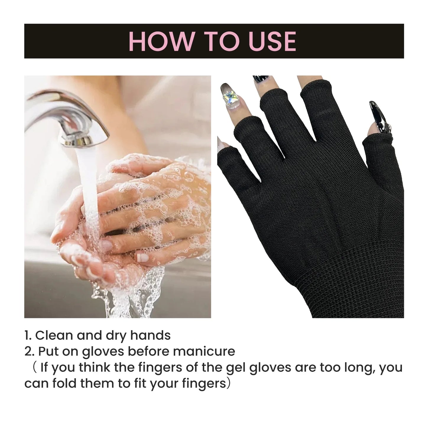 EELHOE Uv Nail Protection Glove Manicure Uv Rays Nails LED Lamp Anti-Radiation Gloves Nail Art Tools Guard Nail Beauty Tools