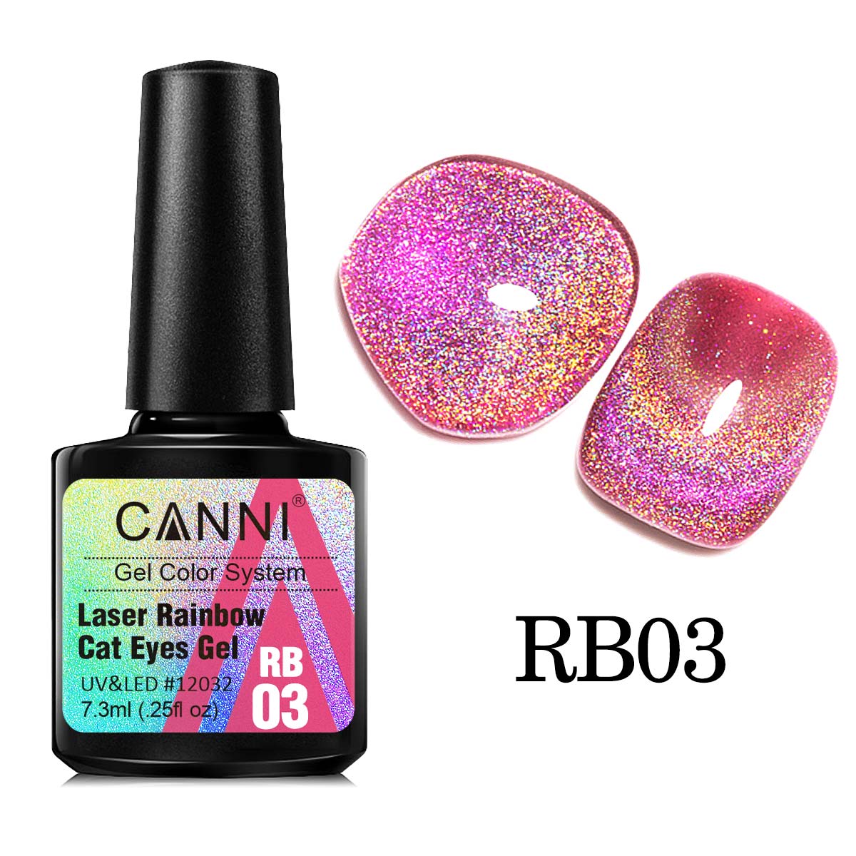 Canni Rainbow Cat Eye Nail Gel Polish 7.3ml Shining Color Semi Permanent Glitter Magic Effect Laser Nail Lacquer Rubber Basecoat