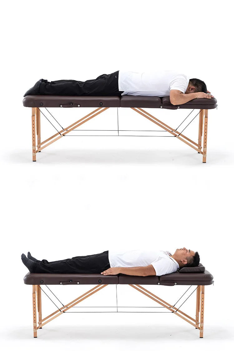 Mobilier de salon de beauté en cuir et bois, lit de table de massage, salon de beauté, spa, ongles, tatouage, sac, oreiller, visage, portable, mode