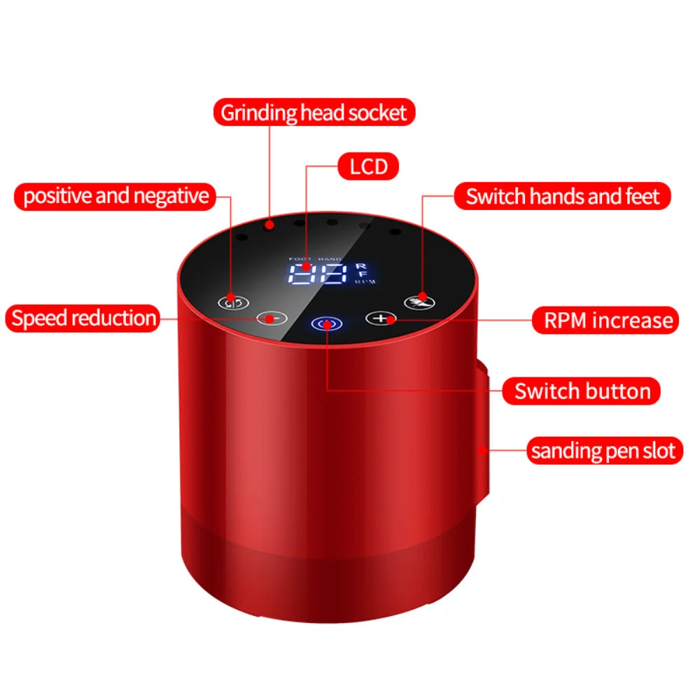 35000RPM Ponceuse à ongles portable avec écran LCD HD Nail Master pour manucure non rechargable