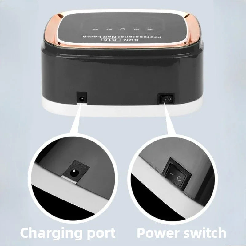 Professional Nail UV LED Lamp Dryer HD Display Smart Wireless Nail Drying Lamp for Fast Dry Curing All Polish Gel Plug-in Use