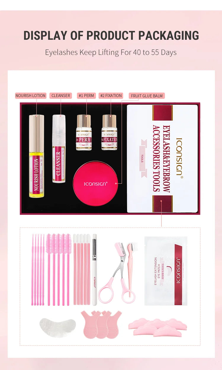 Kit professionnel 2 en 1 pour rehussement les cils et les sourcils, permanente rapide, tenue 6 à 8 semaines, mascara, rehussement de cils, lash lift, outil de maquillage