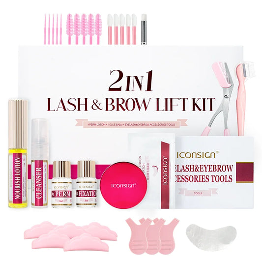 Kit professionnel 2 en 1 pour rehussement les cils et les sourcils, permanente rapide, tenue 6 à 8 semaines, mascara, rehussement de cils, lash lift, outil de maquillage