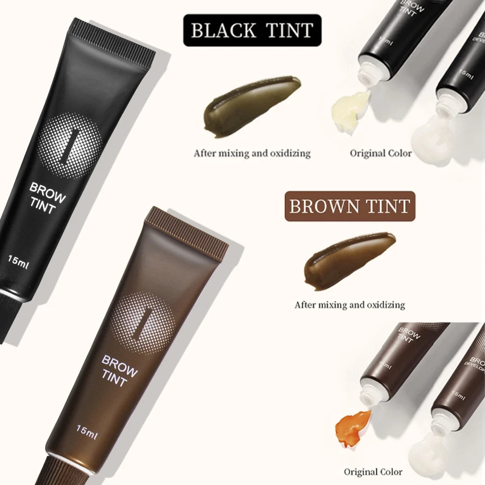 Henna Eyelash Brow Dye Tint Professional Lash Eyebrow Dye 15-Minute Fast Drying Cream Brow Semi Permanent Eyebrows Makeup Black