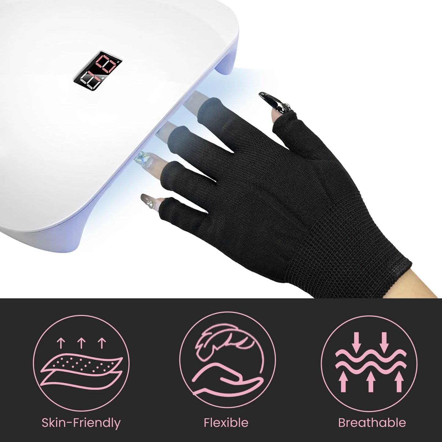 EELHOE Uv Nail Protection Glove Manicure Uv Rays Nails LED Lamp Anti-Radiation Gloves Nail Art Tools Guard Nail Beauty Tools