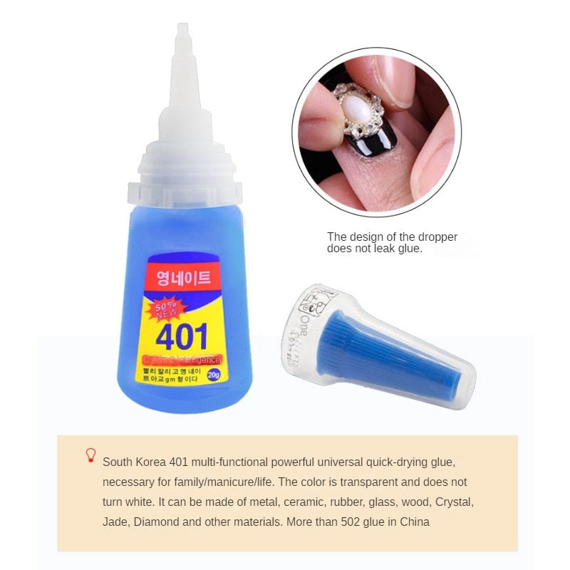 لاصق الأظافر 401 ملصقات الأظافر ، لاصق خاص ، حجر الراين ، الحمام ، متين وسريع الالتصاق  Adhésif pour ongles 401 autocollants pour ongles pour manucure, adhésif spécial, strass, bain, collage durable et rapide