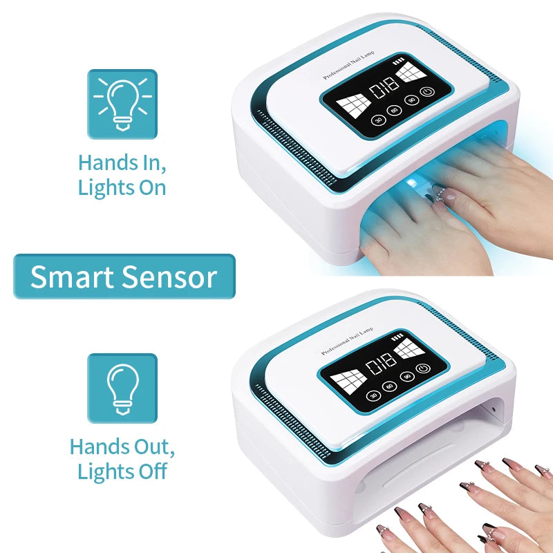 Led Lamp For Nails Uv Nail Drying Gel Manicure Cabin Polish Dryer 120W Light Dryers Wireless Cordless Rechargeable