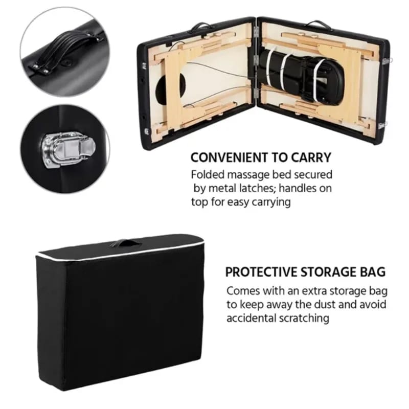 Lit de beauté pliant 180 cm longueur 60 cm largeur Tables  de Massage Spa portables professionnelles pliables avec sac  سرير تجميل قابل للطي بطول 180 سنتيمتر وعرض 60 سنتيمتر طاولات  تدليك سبا محمولة احترافية قابلة للطي مع حقيبة أثاث صالون خشبي