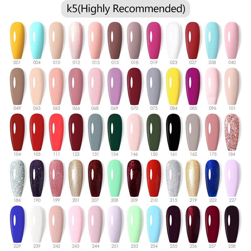 CANNI K1-K5 Nail Salon Professional 60 colors 7.3ml Soak Off Nails Art UV Nail Gel Polish kit