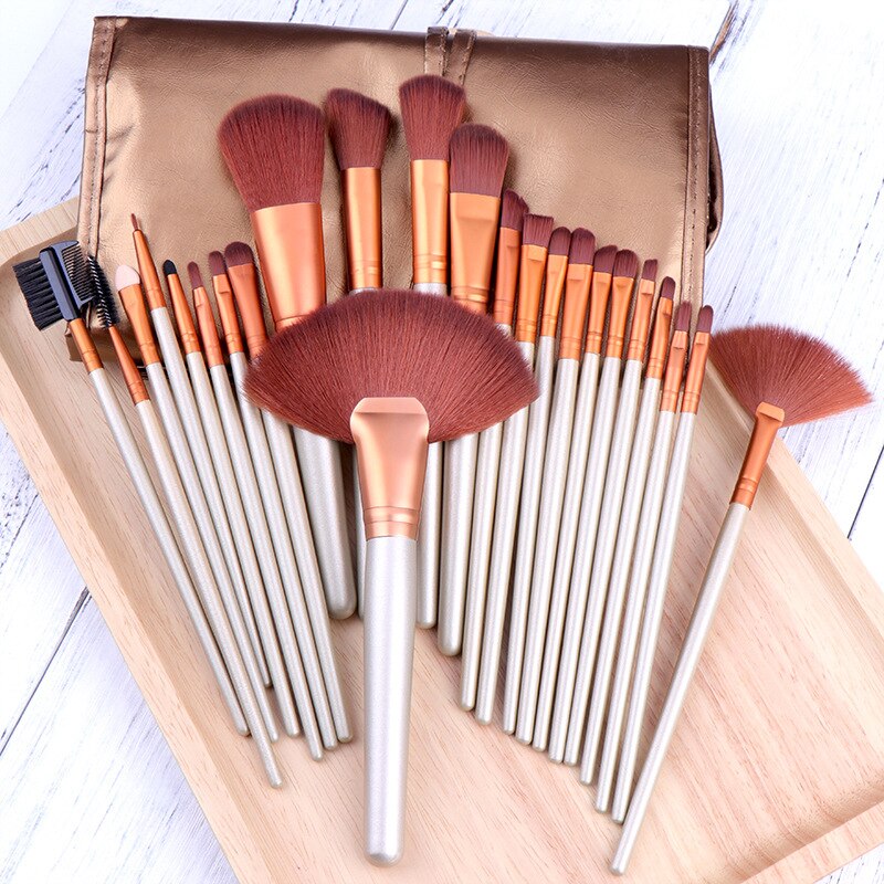 pinceau makeup 24pcs Pink Black Makeup Brushes Set With Bag Profession Powder Foundation Large Eye Shadow Angled Brow Makeup Brushes Set