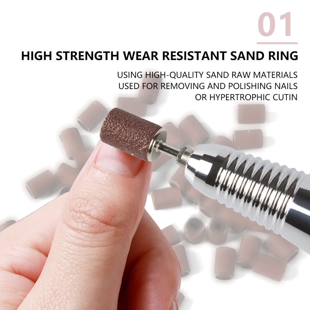 50pcs Nail Drill Bits Sanding Bands for Nail Drill File Grinder Sander Band Set for Acrylic Nails Gel Removing Pedicure Tool