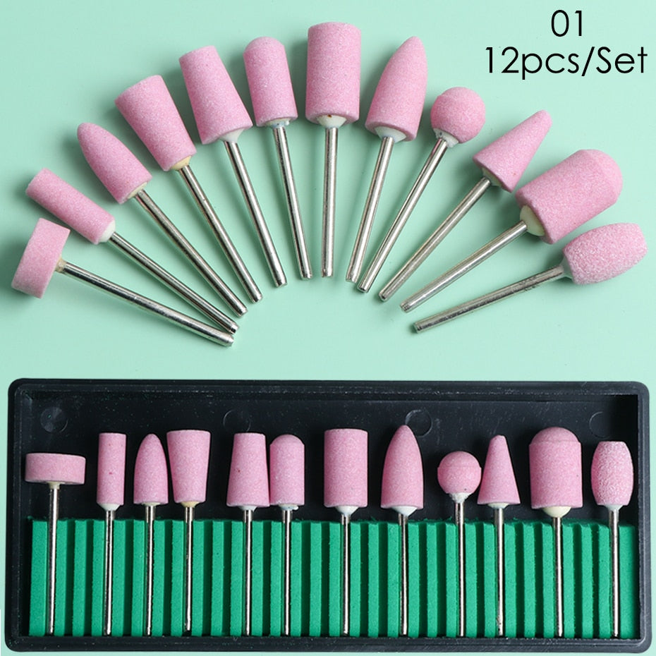 STZ Diamond Nail Drill Bits Set Ceramic Milling Cutter Cuticle Burr Gel Polish Remover Manicure Pedicure Polishing Tools #1560