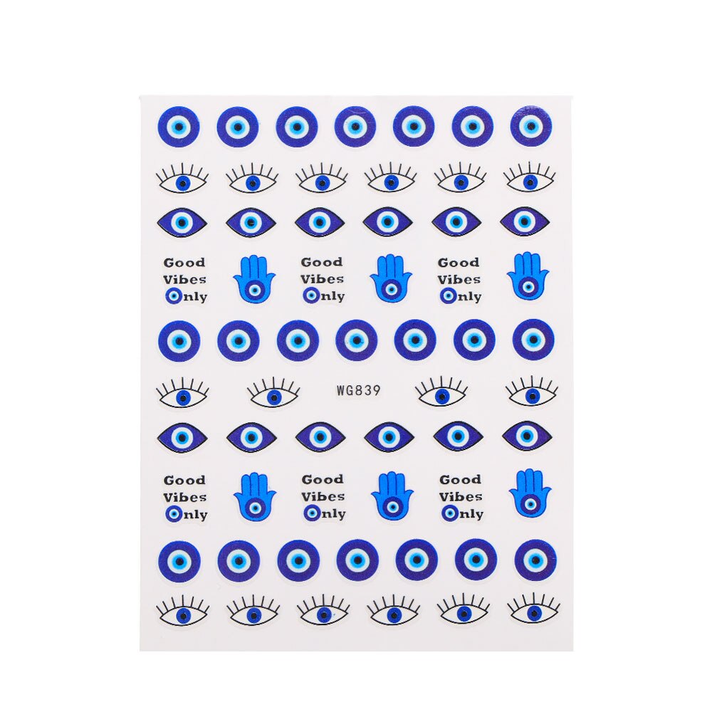 New Lucky Blue Colorful Evil Eye Nail Sticker 3D Nail Decals For Nail Salons Easy to Apply Self-adhesive Design Long Lasting