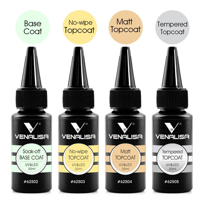 Venalisa Super Quality 30ml Refill Package Soak Off UV LED No Wipe Top Coat Base Matt Tempered Top Coat Camouflage Jelly Nail Gel