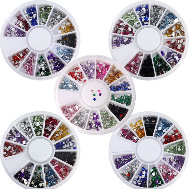 1Box Mixed Color Nail Rhinestone Wheel Irregular Beads For 3D Nail Art Decoration Design Manicure Tools