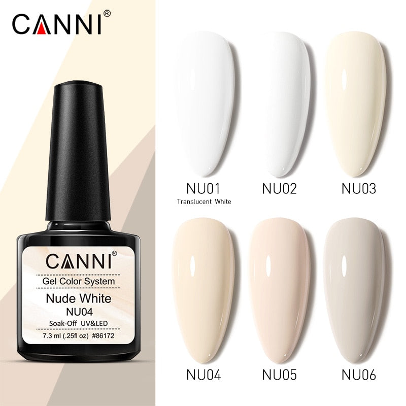 CANNI 2021 New Arrival 7.3ml 6 colors Nude White Series UV/LED Nail Polish Soak Off Gel French Manicure Salon Nail Arts Gel