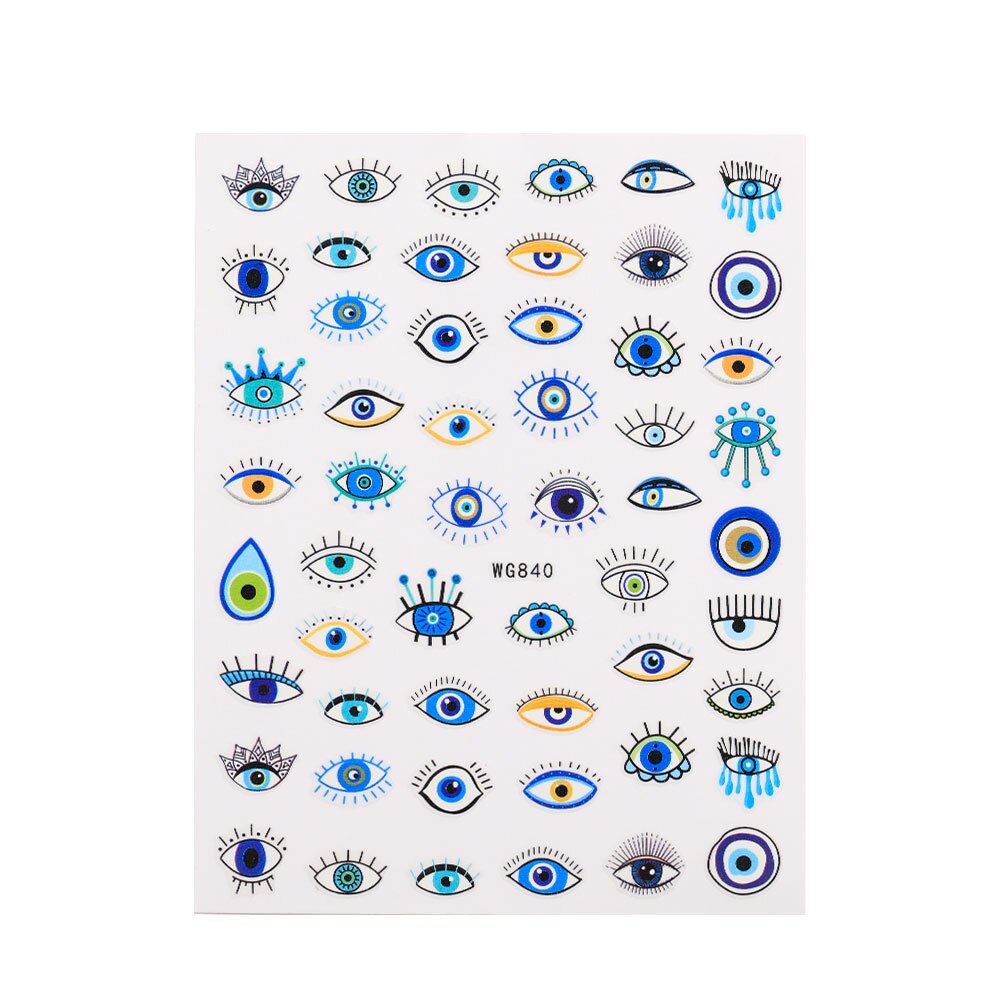 New Lucky Blue Colorful Evil Eye Nail Sticker 3D Nail Decals For Nail Salons Easy to Apply Self-adhesive Design Long Lasting