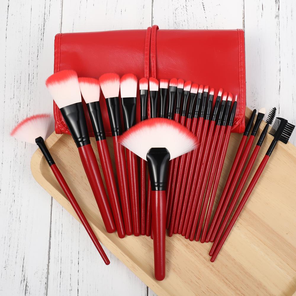 pinceau makeup 24pcs Pink Black Makeup Brushes Set With Bag Profession Powder Foundation Large Eye Shadow Angled Brow Makeup Brushes Set