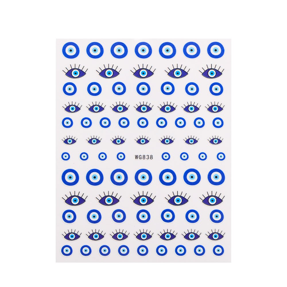 New Lucky Blue Colorful Evil Eye Nail Sticker 3D Nail Decals For Nail Salons Easy to Apply Self-adhesive Design Long Lasting