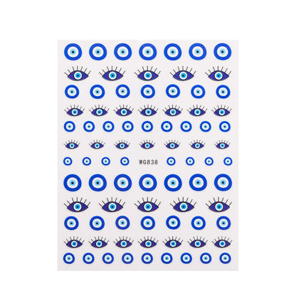 New Lucky Blue Colorful Evil Eye Nail Sticker 3D Nail Decals For Nail Salons Easy to Apply Self-adhesive Design Long Lasting
