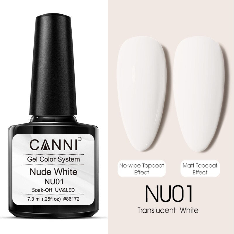 CANNI 2021 New Arrival 7.3ml 6 colors Nude White Series UV/LED Nail Polish Soak Off Gel French Manicure Salon Nail Arts Gel
