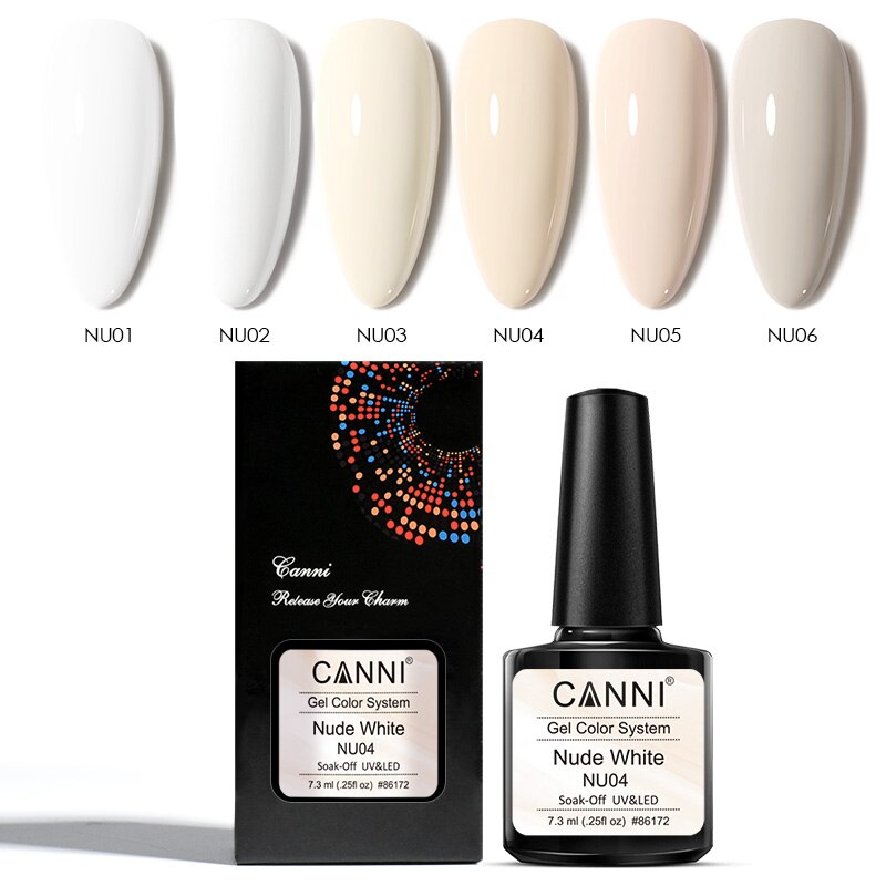 CANNI 2021 New Arrival 7.3ml 6 colors Nude White Series UV/LED Nail Polish Soak Off Gel French Manicure Salon Nail Arts Gel