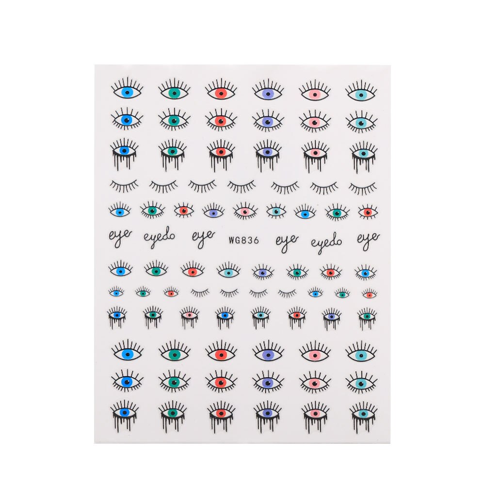 New Lucky Blue Colorful Evil Eye Nail Sticker 3D Nail Decals For Nail Salons Easy to Apply Self-adhesive Design Long Lasting