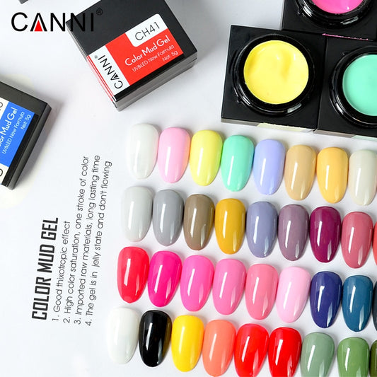 CANNI New 5ml Mud Color Gel 48 Colors Environmental Cover Well Solid Gel Non-Flowing UV/LED Pigment Gel Creamy Texture Manicure