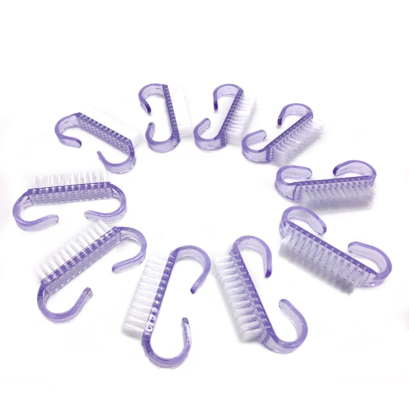 10 Pcs/Lot Acrylic Nail Brush 4 Color Nail Art Manicure Pedicure Soft Remove Dust Plastic Cleaning Nail Brushes File Tools Set